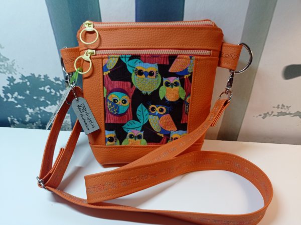 KleineTasche, orange, Eulen
